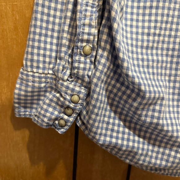 Jeffrey Max Long Sleeve Pearl Snap Buttons Shirt Gingham Light Blue Mens - Picture 4 of 9